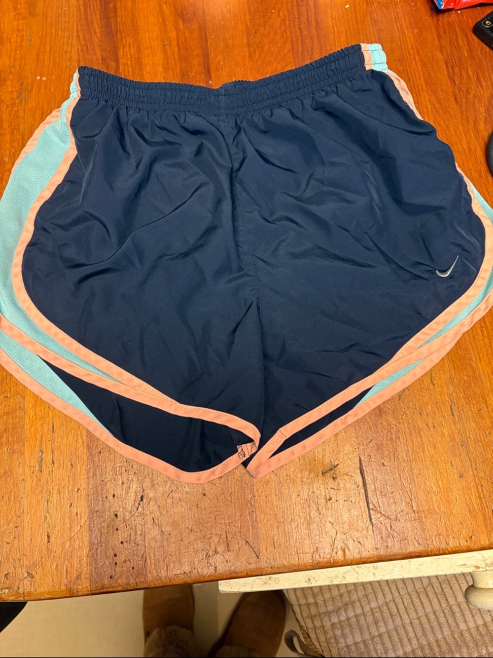 Nike Navy Running Shorts with Peach and Light Teal Trim